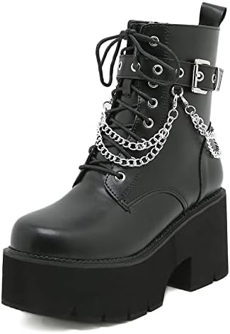 Amazon.com | TNXZ Platform Boots for Women Fashion Block Heel